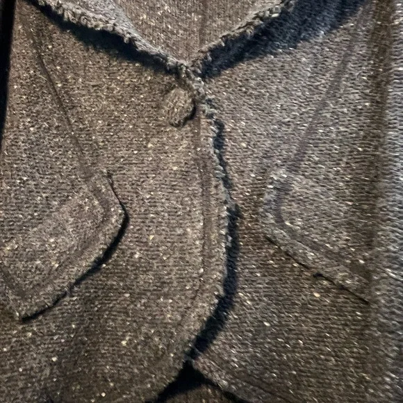 Nine West Gray Cardigan Sweater Shawl Collar SZ L Fuzzy Long Sleeve One Button - Picture 6 of 9